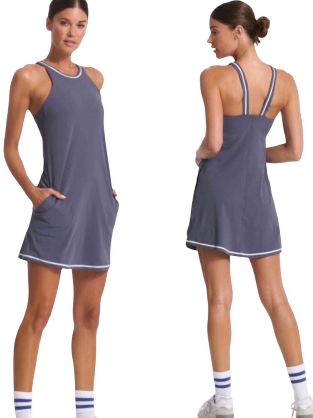Vuori Volley Gray Blue Mini Tennis Athletic Pickleball Dress - M